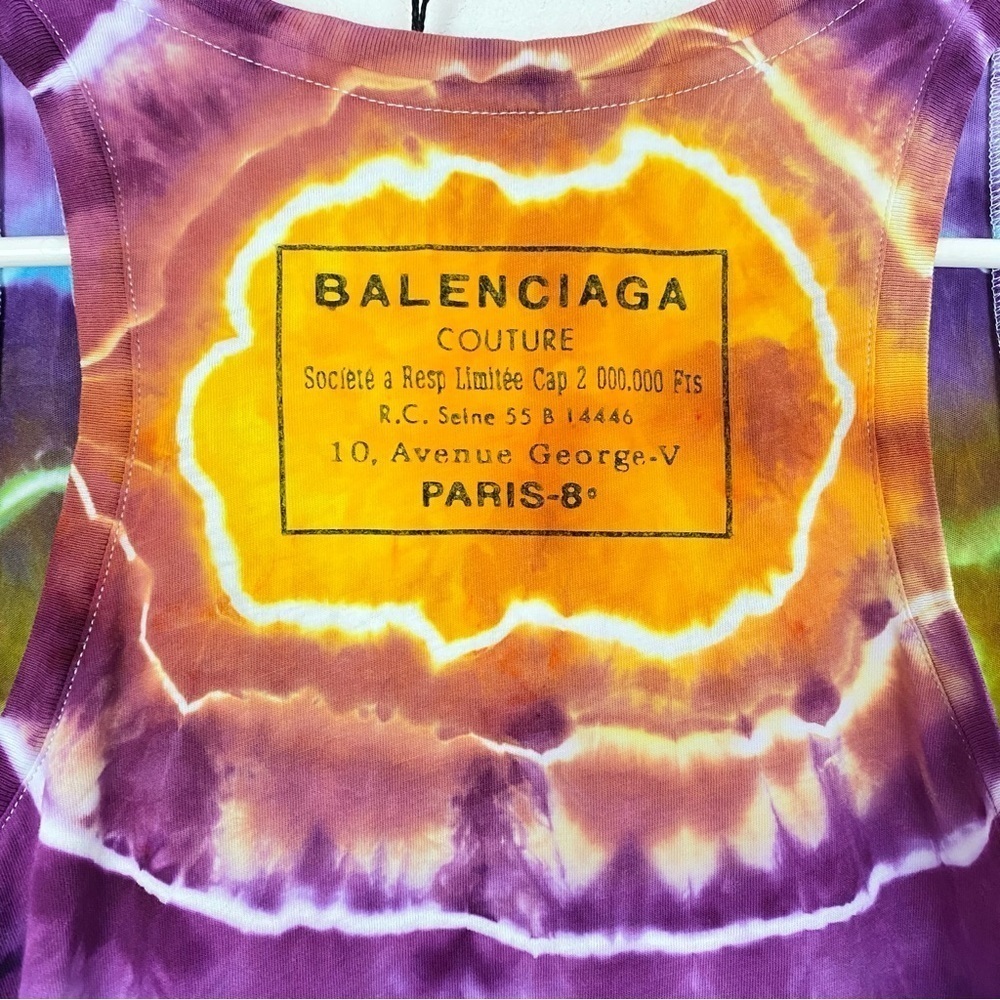 Balenciaga Geode Tie Dye Tank Top Womens Size Small Tee Shirt Colorful Purple - Picture 6 of 16